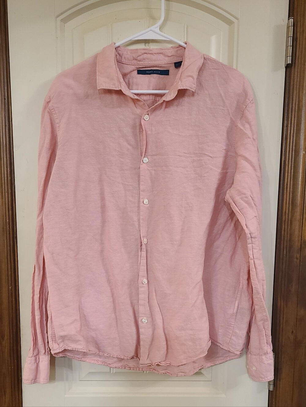 Perry Ellis Light Pink Linen Button-Down Shirt